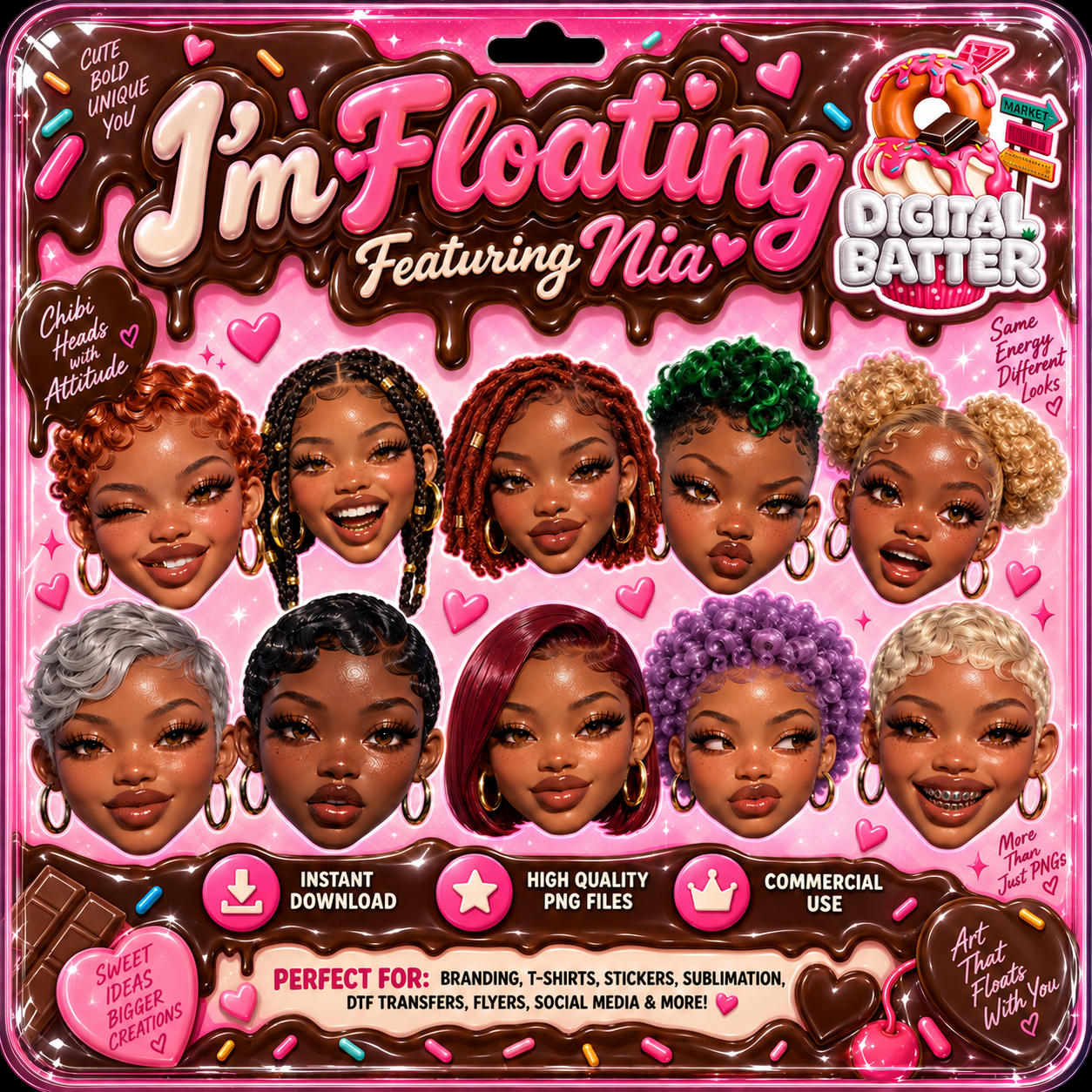 I’m Floating Featuring Nia digital PNG collection display