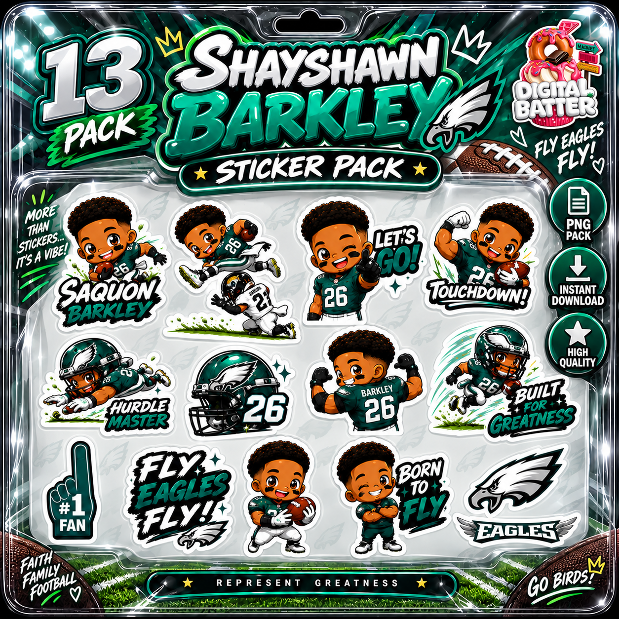 Shayshawn Barkley 13 Sticker Pack Set digital product display